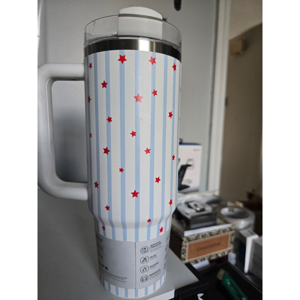 Stanley 30oz Quencher H2.0 Tumbler Blue Story Stripes Stars 10-13236-0387 - Picture 4 of 7